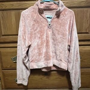 Hollister Pink Fleece Quarter-Zip Sweatshirt